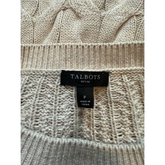 Talbots Petite Beige Cable Knit Sweater With Button Details Size P Soft Cozy - Picture 6 of 8